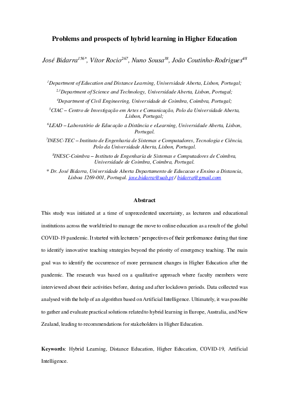 (PDF) Problems and prospects of hybrid learning in Higher Education
