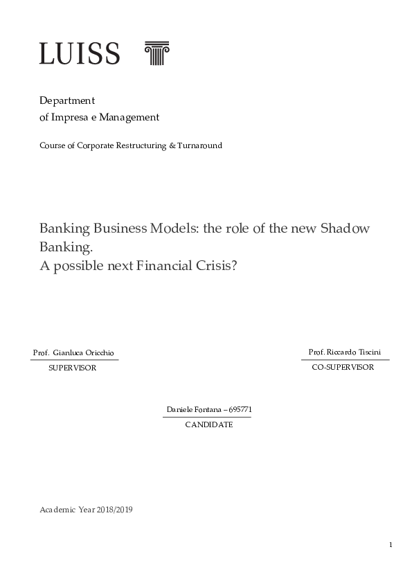 (PDF) Banking business models: the role of the new shadow banking: a ...