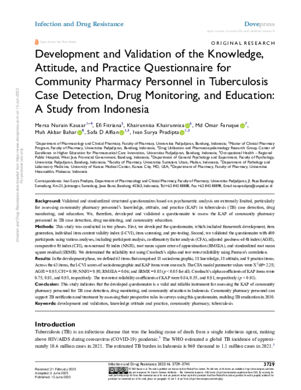 (PDF) Development and Validation of the Knowledge, Attitude, and ...