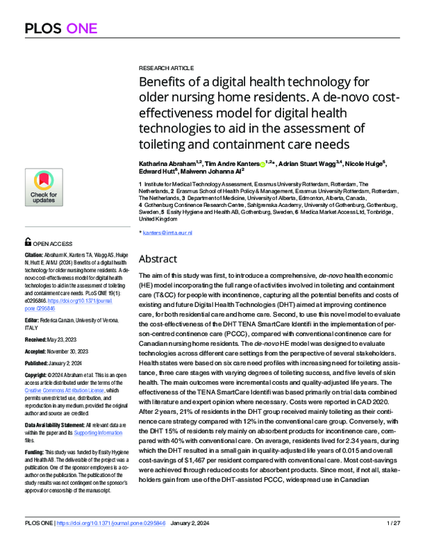 (PDF) Benefits of a digital health technology for older nursing home ...