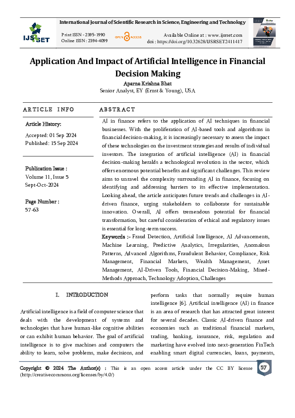 (PDF) Application And Impact of Artificial Intelligence in Financial ...