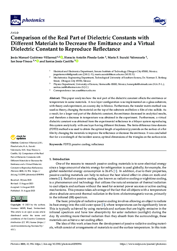 (PDF) Comparison of the Real Part of Dielectric Constants with ...