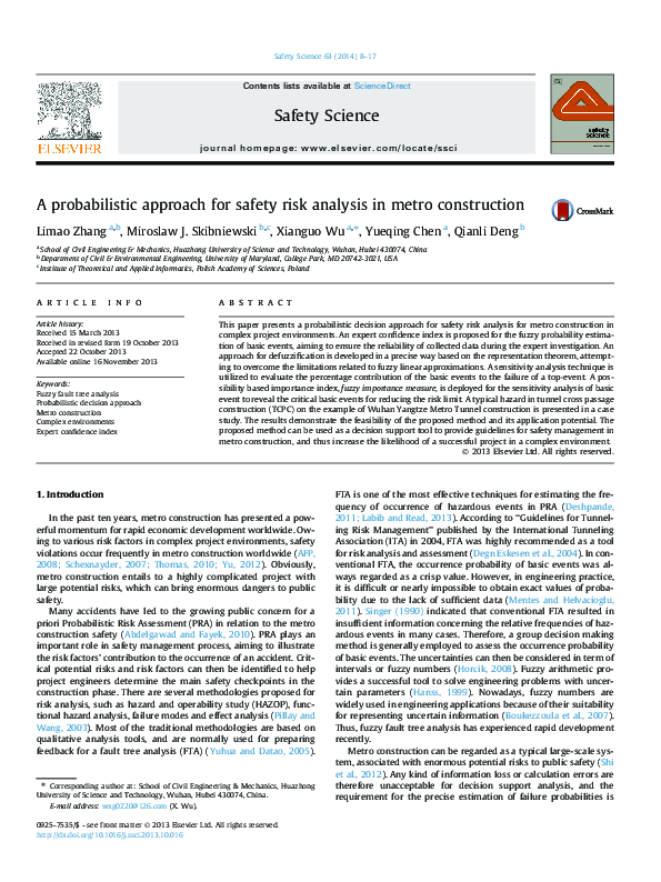 (PDF) A probabilistic approach for safety risk analysis in metro ...