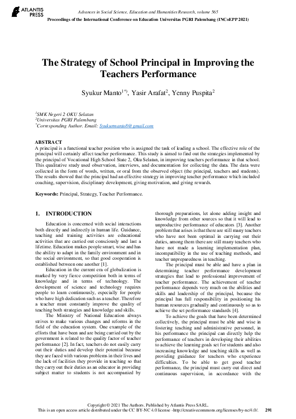 (PDF) The Strategy of School Principal in Improving the Teachers ...
