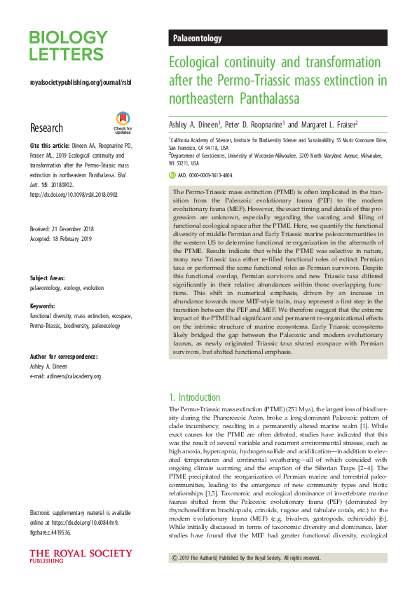 (PDF) Ecological continuity and transformation after the Permo-Triassic ...