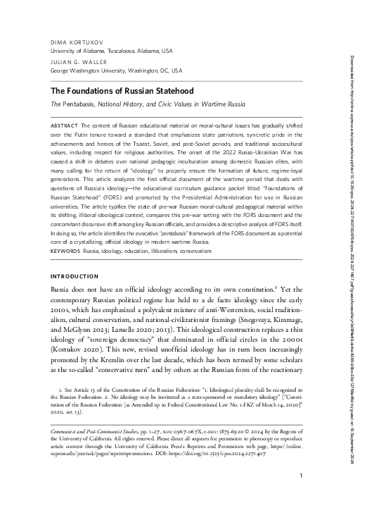 (PDF) The Foundations of Russian Statehood: The Pentabasis, National ...