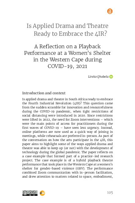 (PDF) Is Applied Drama and Theatre Ready to Embrace the 4IR?: A ...