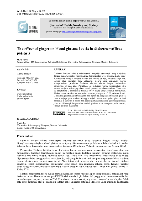 (PDF) The effect of ginger on blood glucose levels in diabetes mellitus ...