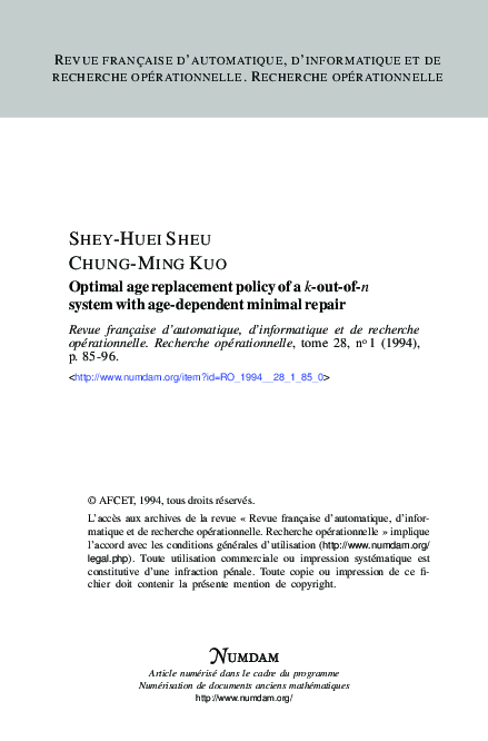 (PDF) Optimal age replacement policy of a $k$-out-of-$n$ system with ...