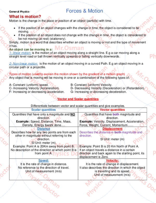 Pdf Forces Motion