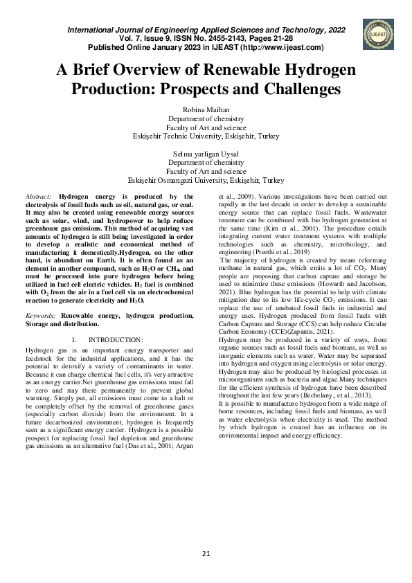 (PDF) A Brief Overview of Renewable Hydrogen Production: Prospects and ...