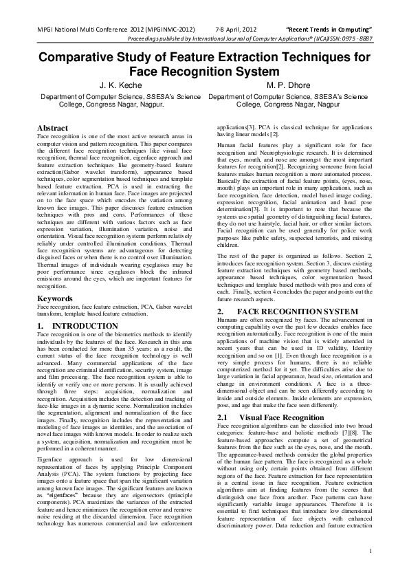 (PDF) Comparative Study of Feature Extraction Techniques for Face ...