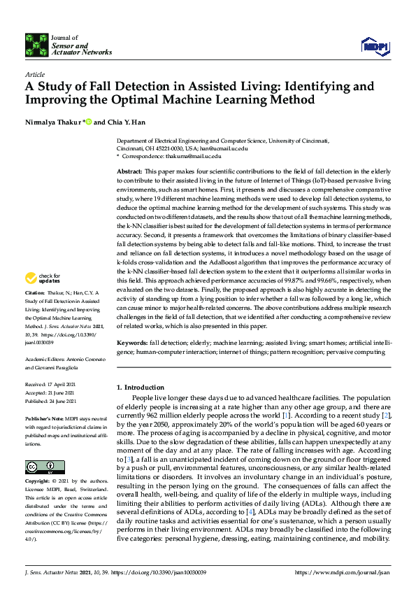 (PDF) A Study of Fall Detection in Assisted Living: Identifying and ...