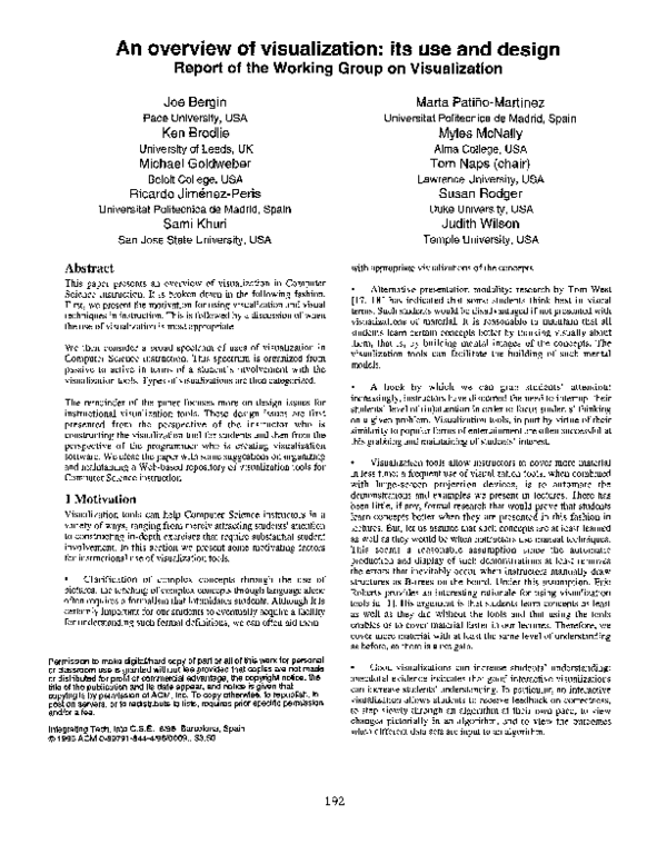 (PDF) An overview of visualization: its use and design