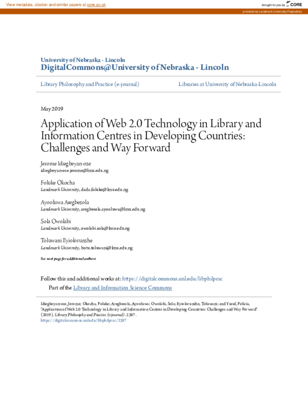 (PDF) Application of Web 2.0 Technology in Library and Information ...
