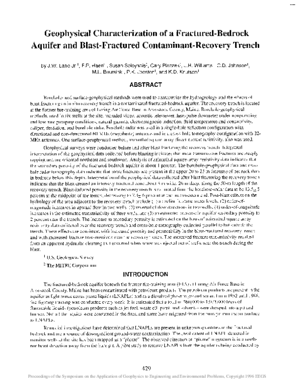 (PDF) Geophysical Characterization of a Fractured‐Bedrock Aquifer and ...