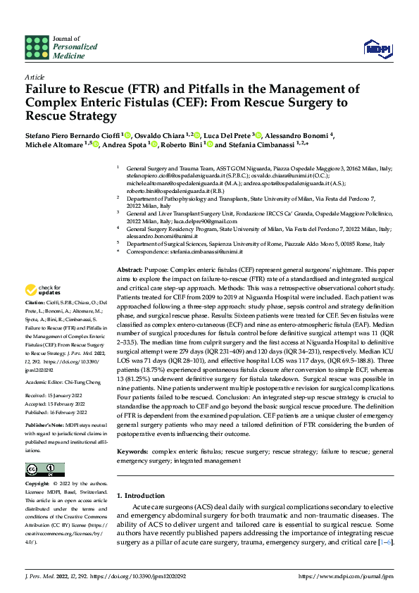 (PDF) Failure to Rescue (FTR) and Pitfalls in the Management of Complex ...