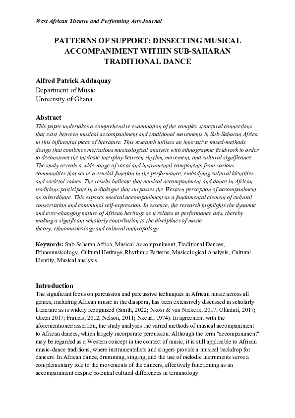 (PDF) PATTERNS OF SUPPORT: DISSECTING MUSICAL ACCOMPANIMENT WITHIN SUB ...