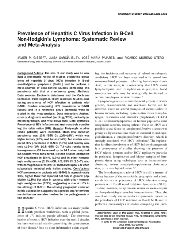 (PDF) Prevalence of hepatitis C virus infection in B-cell non-Hodgkin’s ...