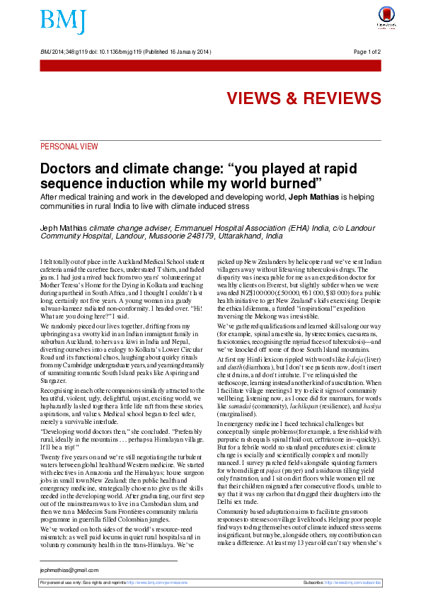 (PDF) Doctors and climate change: 
