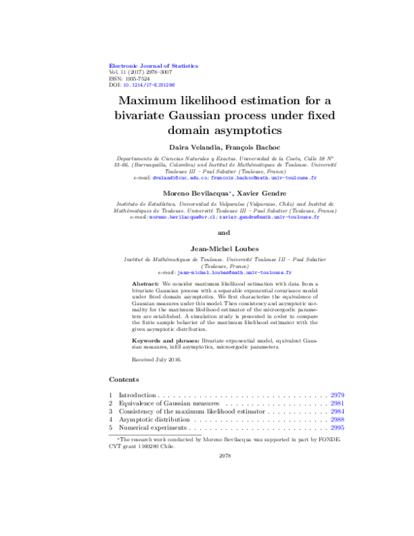 (PDF) Maximum likelihood estimation for a bivariate Gaussian process ...
