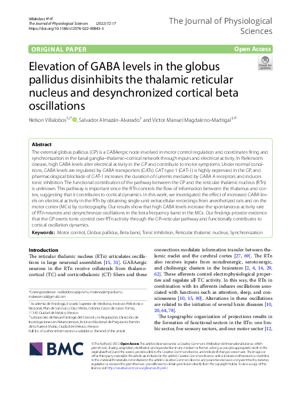 (PDF) Elevation of GABA levels in the globus pallidus disinhibits the ...