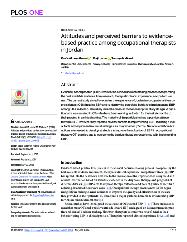 (PDF) Attitudes and perceived barriers to evidence-based practice among ...