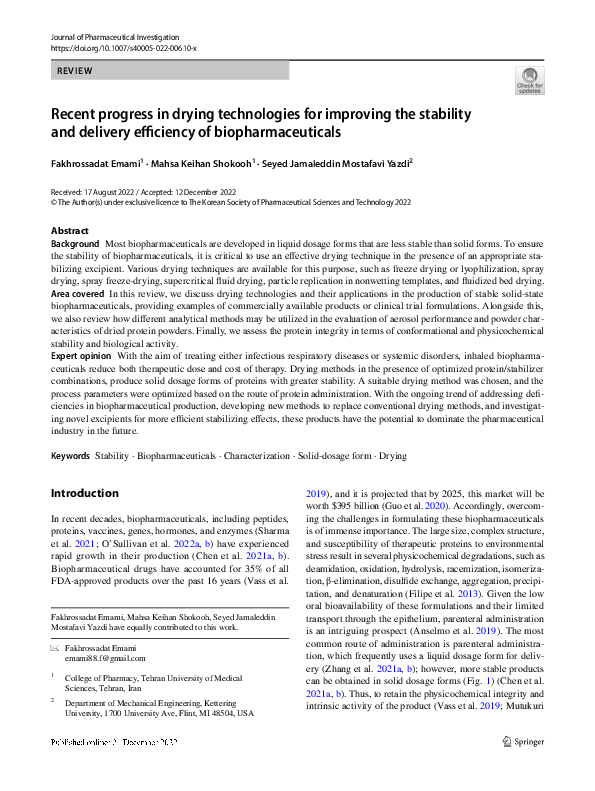 (PDF) Recent progress in drying technologies for improving the ...