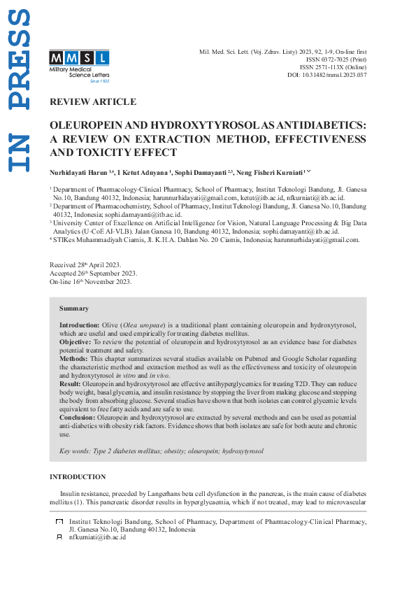 (PDF) Oleuropein and Hydroxytyrosol as Antidiabetics: A Review on ...