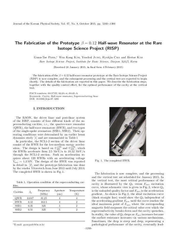 (PDF) The fabrication of the prototype β = 0.12 half-wave resonator at ...