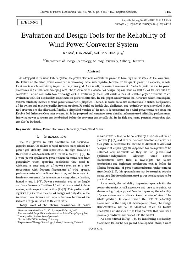 (PDF) Evaluation and Design Tools for the Reliability of Wind Power ...