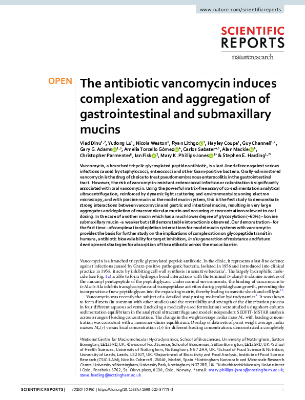 (PDF) The antibiotic vancomycin induces complexation and aggregation of ...