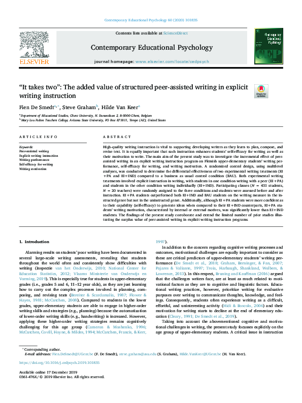 (PDF) “It takes two”: The added value of structured peer-assisted ...