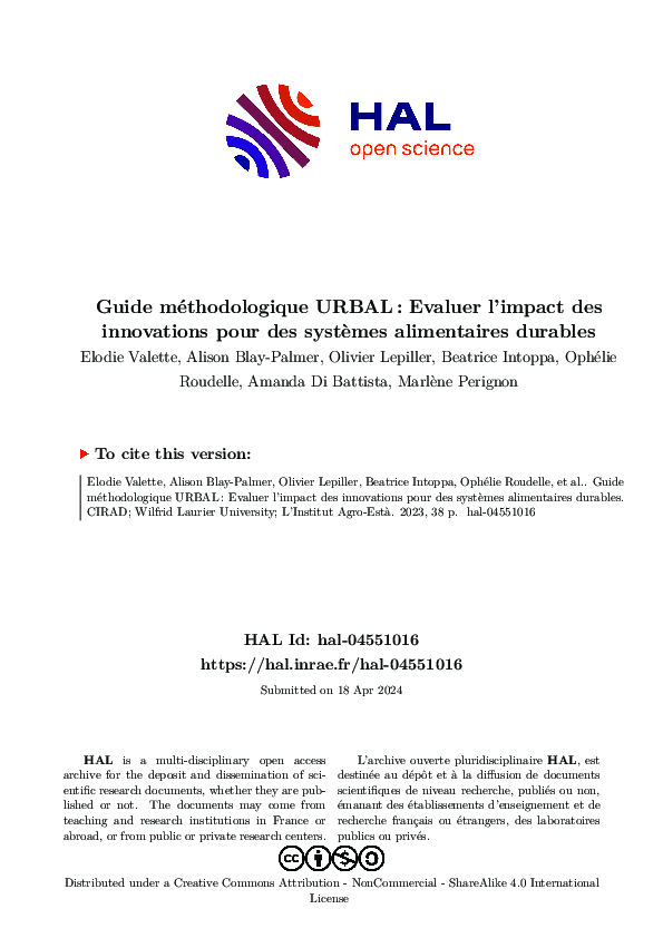 (PDF) URBAL methodological guide to sustainable food system innovation