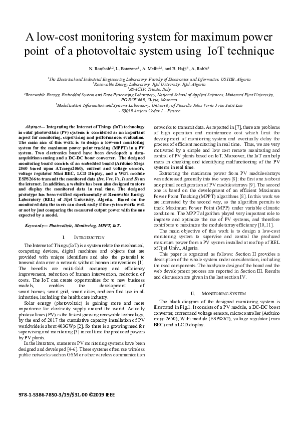 (PDF) A low-cost monitoring system for maximum power point of a ...