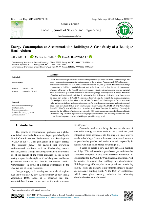 (PDF) Investigation of Energy Consumption and Comfort Conditions in ...
