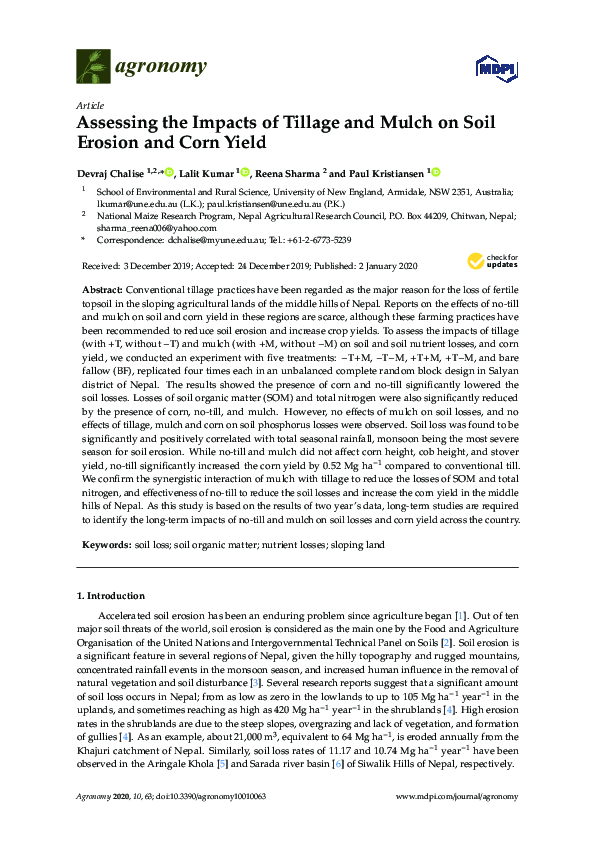 (PDF) Assessing the Impacts of Tillage and Mulch on Soil Erosion and ...