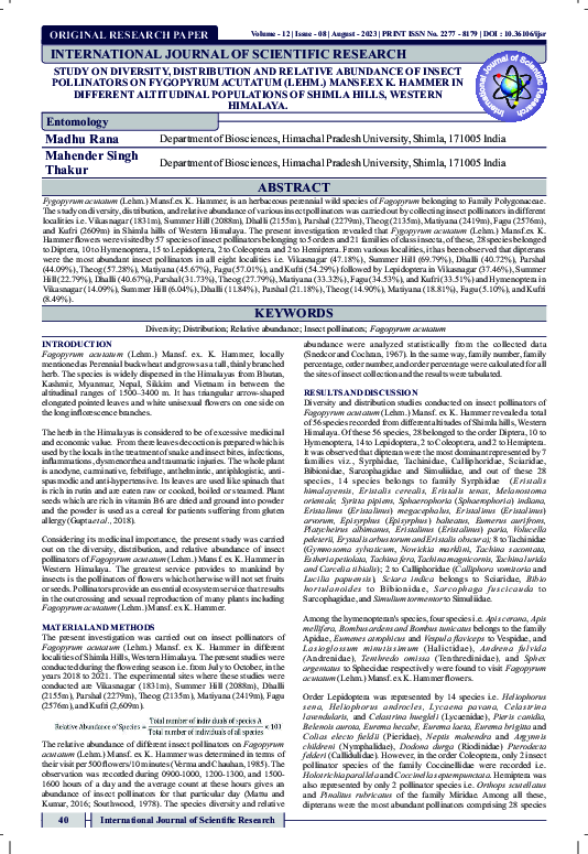 (PDF) STUDY ON DIVERSITY, DISTRIBUTION AND RELATIVE ABUNDANCE OF INSECT ...