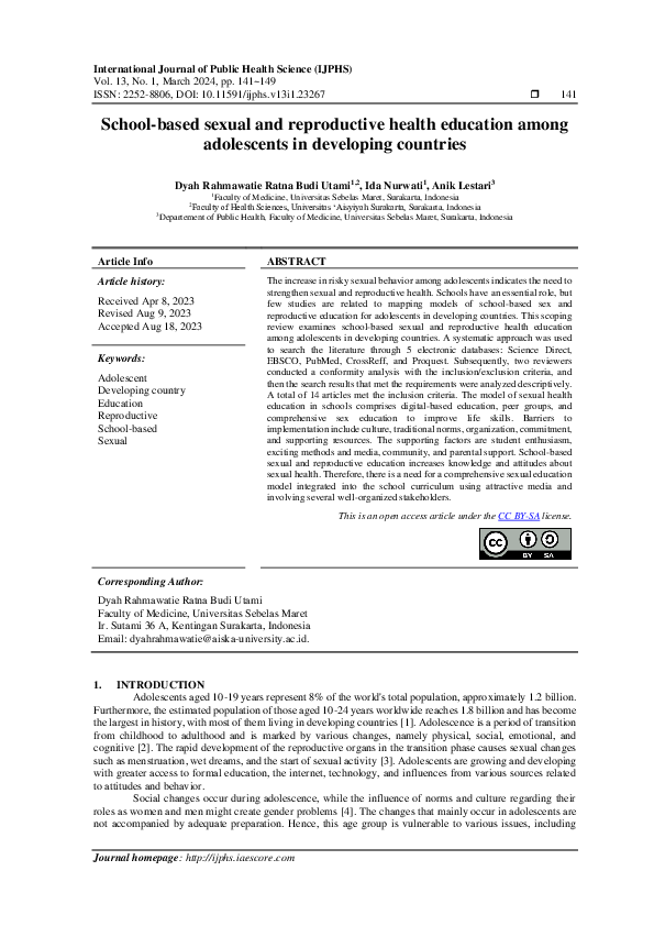 (PDF) School-based sexual and reproductive health education among ...