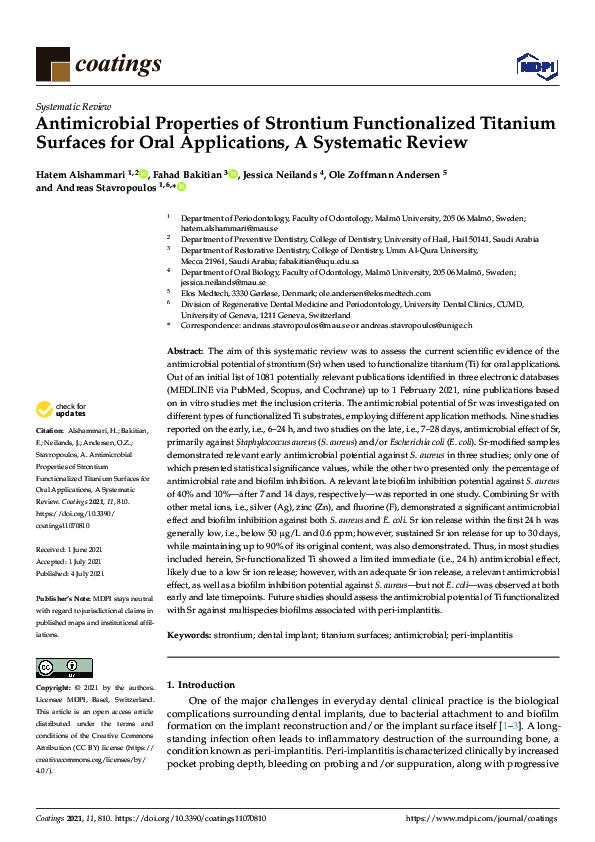 (PDF) Antimicrobial Properties of Strontium Functionalized Titanium ...