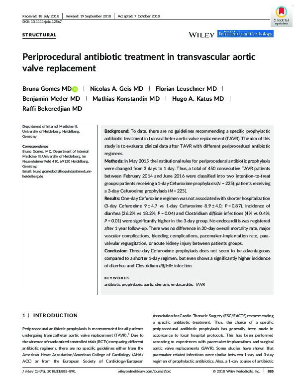 (PDF) Periprocedural antibiotic treatment in transvascular aortic valve ...