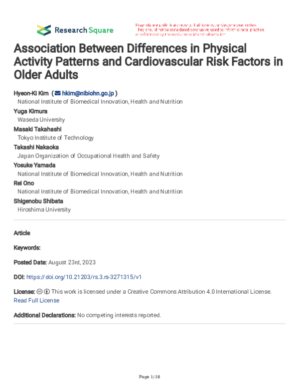 (PDF) Association Between Differences in Physical Activity Patterns and ...