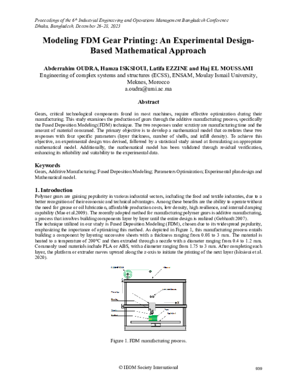 (PDF) Modeling FDM Gear Printing: An Experimental Design-Based ...