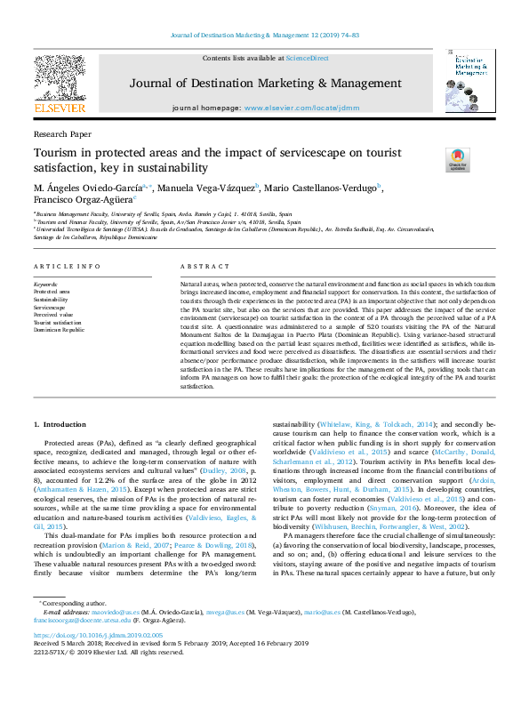 (PDF) Tourism in protected areas and the impact of servicescape on ...