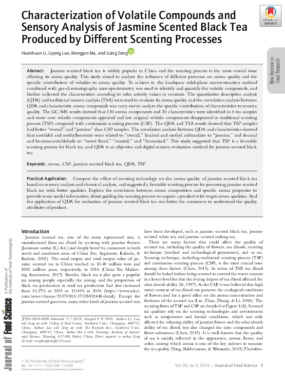(PDF) Characterization of Volatile Compounds and Sensory Analysis of ...