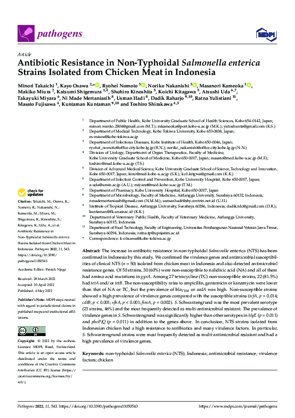 (PDF) Antibiotic Resistance in Non-Typhoidal Salmonella enterica ...
