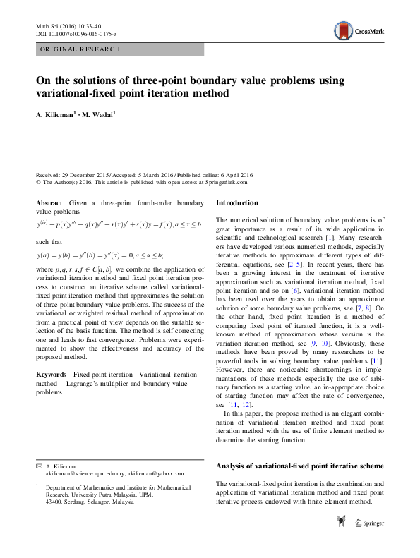(PDF) On the solutions of three-point boundary value problems using ...