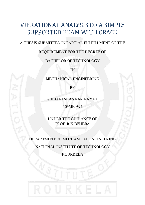 (PDF) Vibrational analysis of a simply supported beam with crack