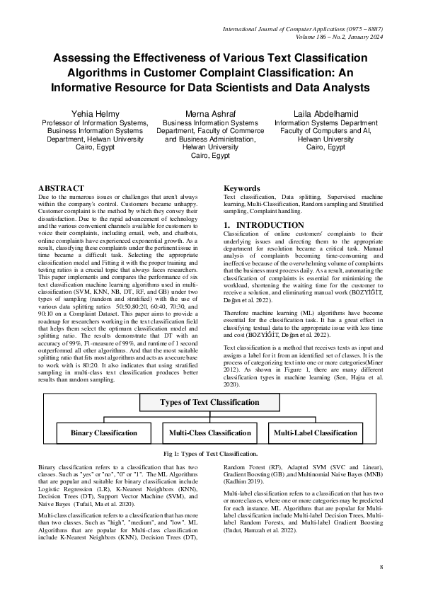 (PDF) Assessing the Effectiveness of Various Text Classification ...
