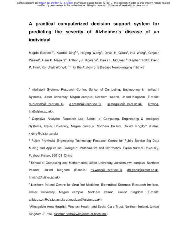 (PDF) A practical computerized decision support system for predicting ...